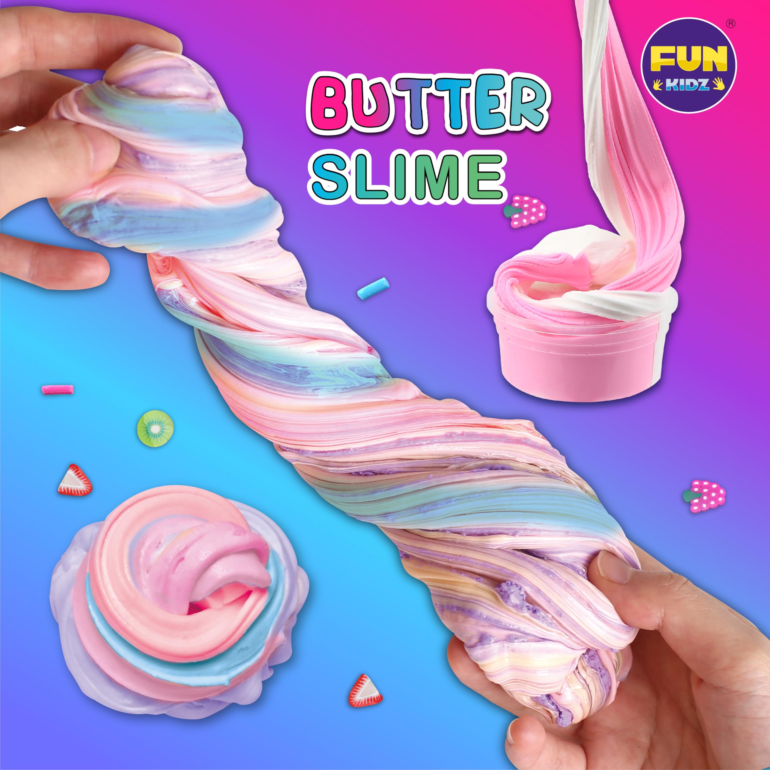 FunKidz two toned butter slime kit delivering satisfying squeeze and stretch moments