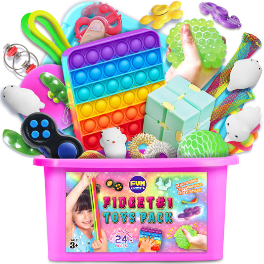 FUN KIDZ fidget box packaging showing portable sensory kit for easy travel