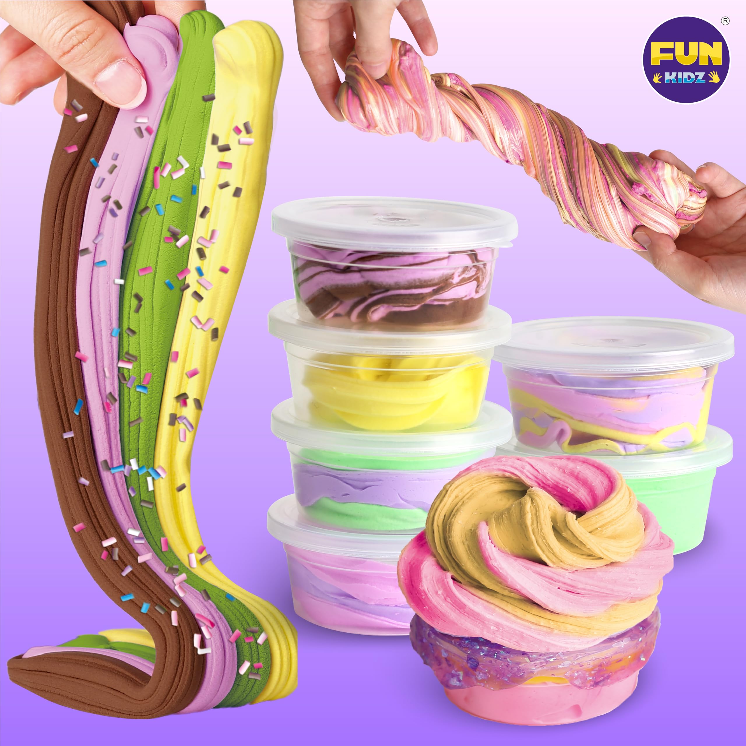 Fun Kidz Gift Butter Slime Kit airtight containers help slime stay fresh