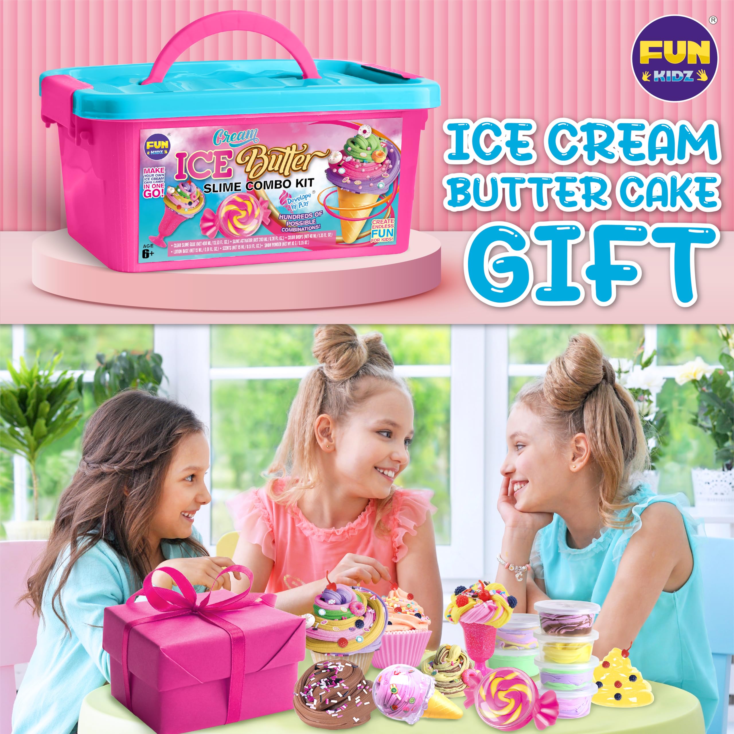 Fun Kidz Gift Butter Slime Kit charms and accessories spark personalized creations