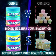FunKidz glow slime blue bottle glows brightly in low light
