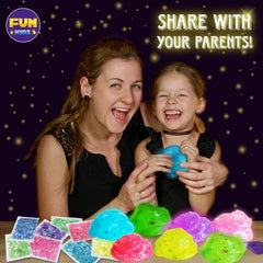FunKidz glow slime transparent jar showcases the glowing material for crafting