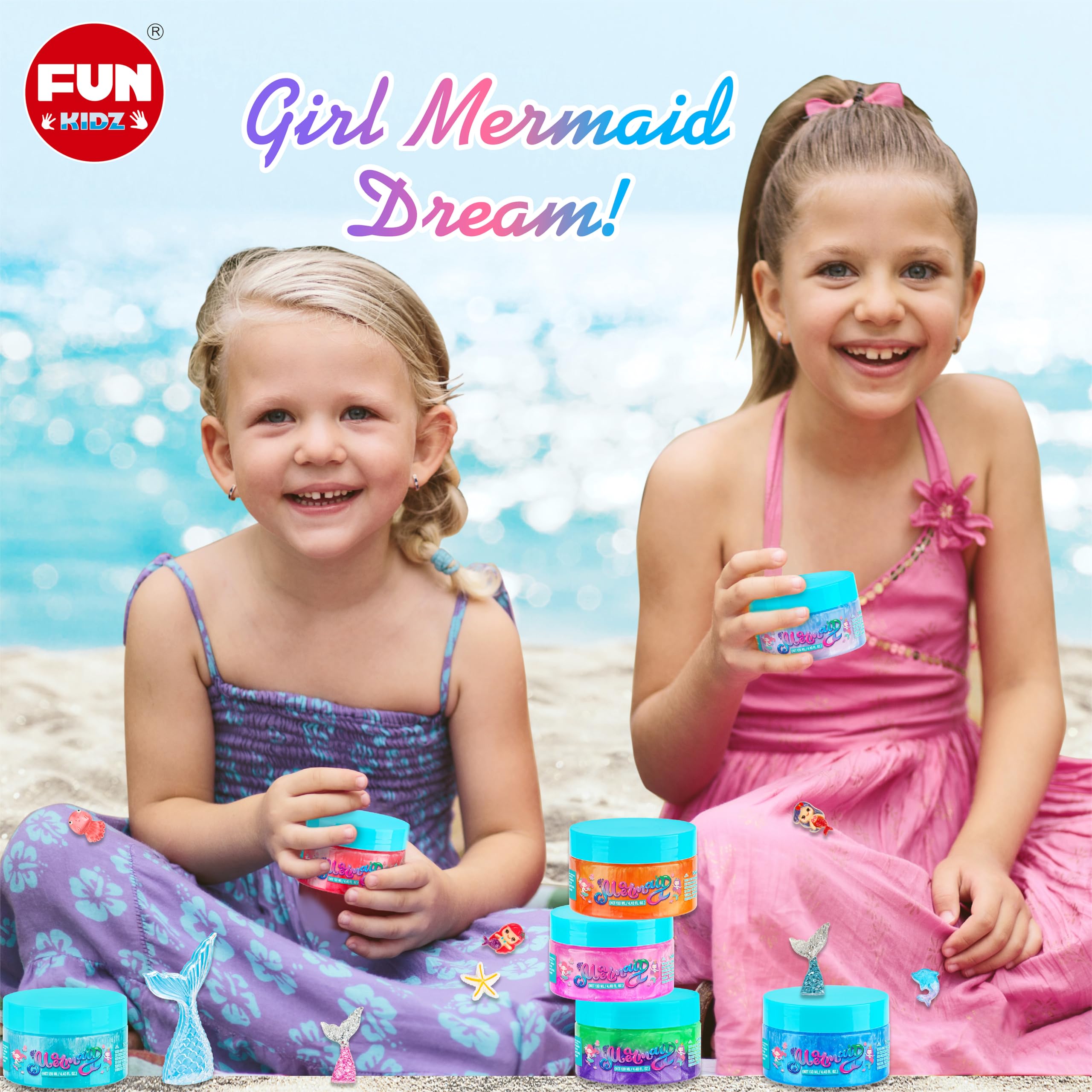 FUN KIDZ metallic soft slime stretch captures smooth, pliable fun for shape making.