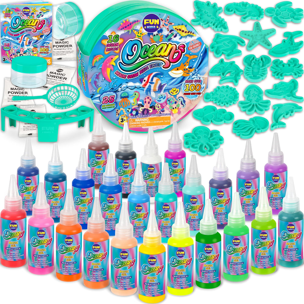 FUN KIDZ Ocean Magic bottle pour demonstrates smooth gel flow for easy molding.