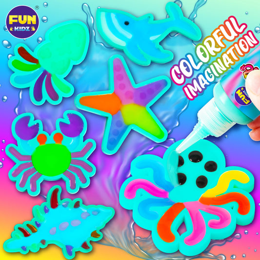 FUN KIDZ colorful gel set enables vibrant, mess-free ocean creature crafting.