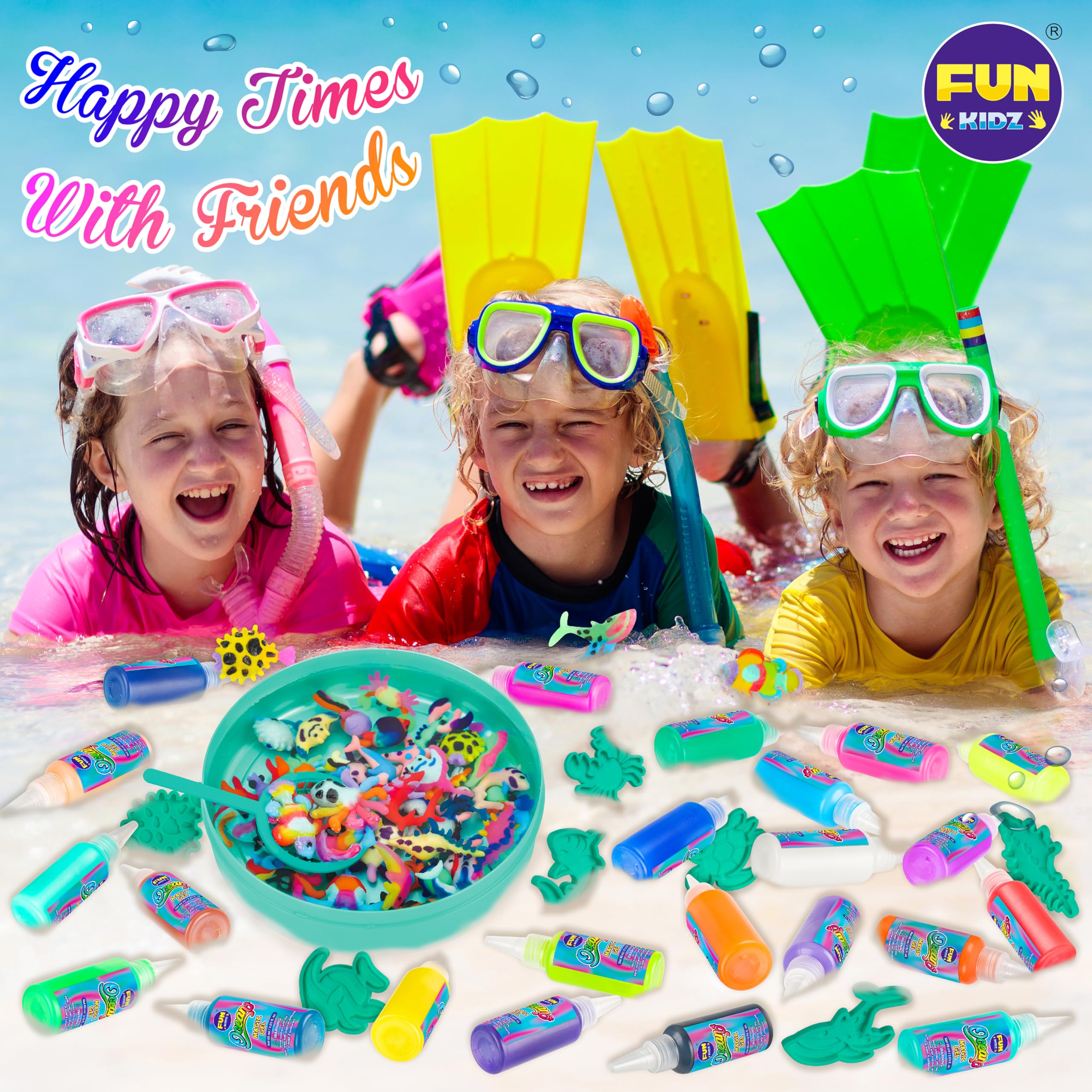 FUN KIDZ display of colorful gels without color bleed during molds.