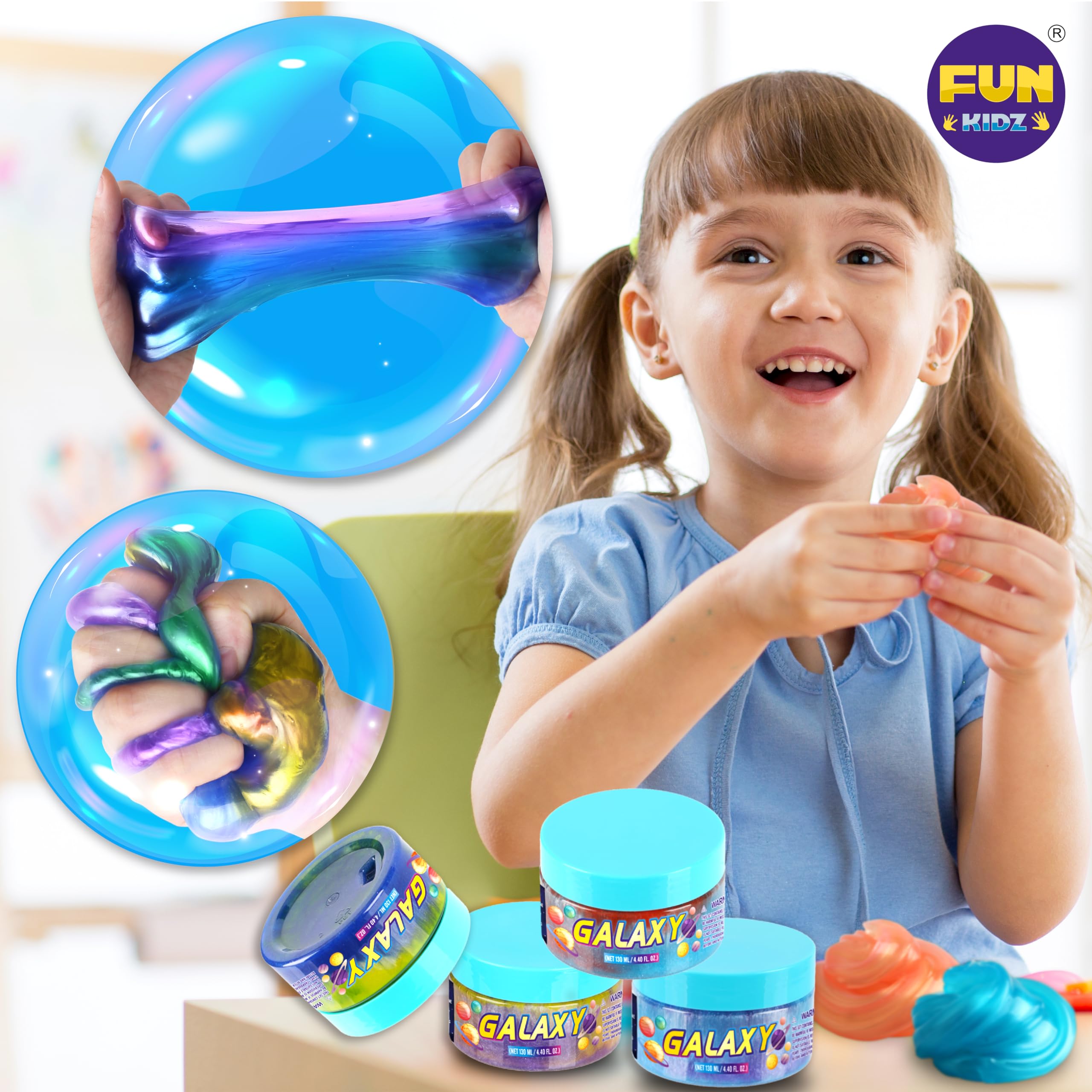 FUN KIDZ slime storage cans keep colors fresh after playtime.