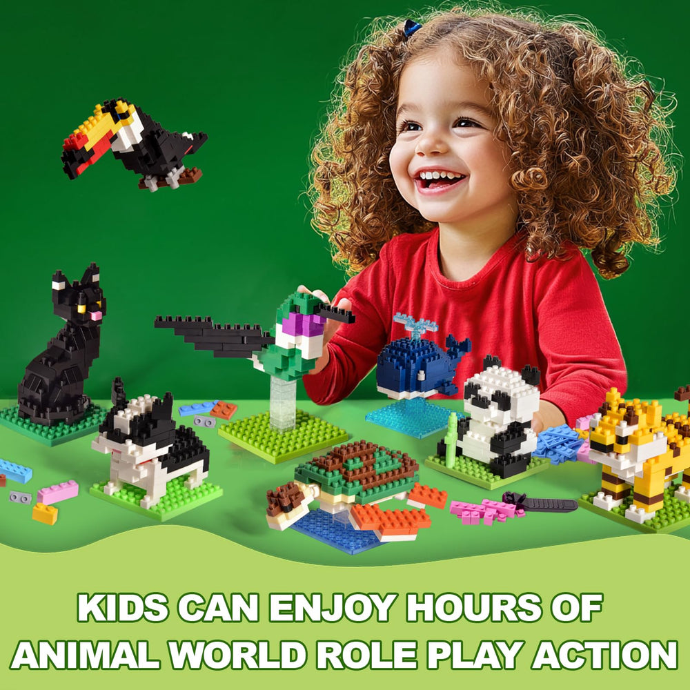 Fun Little Toys animal blocks arranged for party prize display.