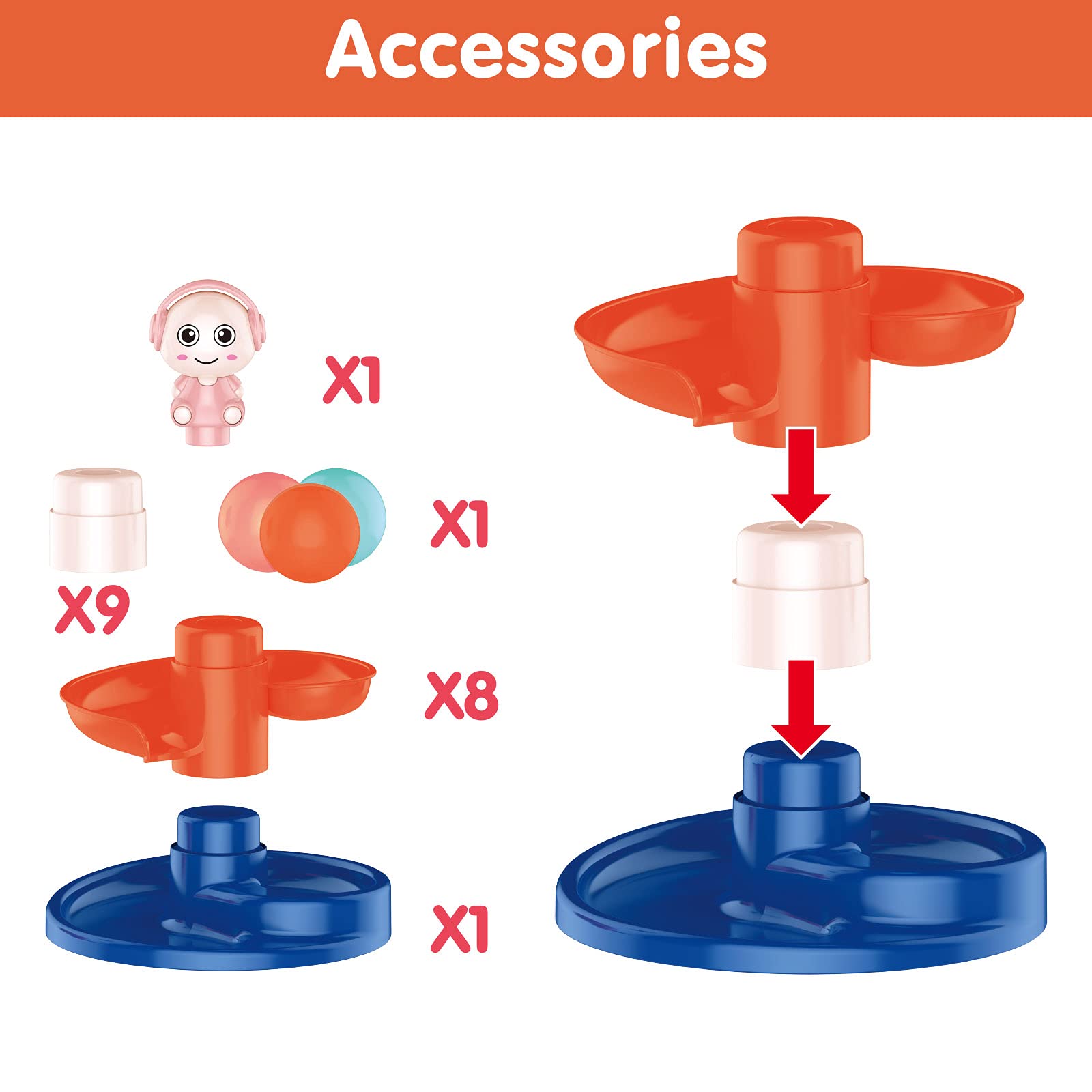 FUN LITTLE TOYS ball drop tower side view highlights the tall 33.5-inch height.