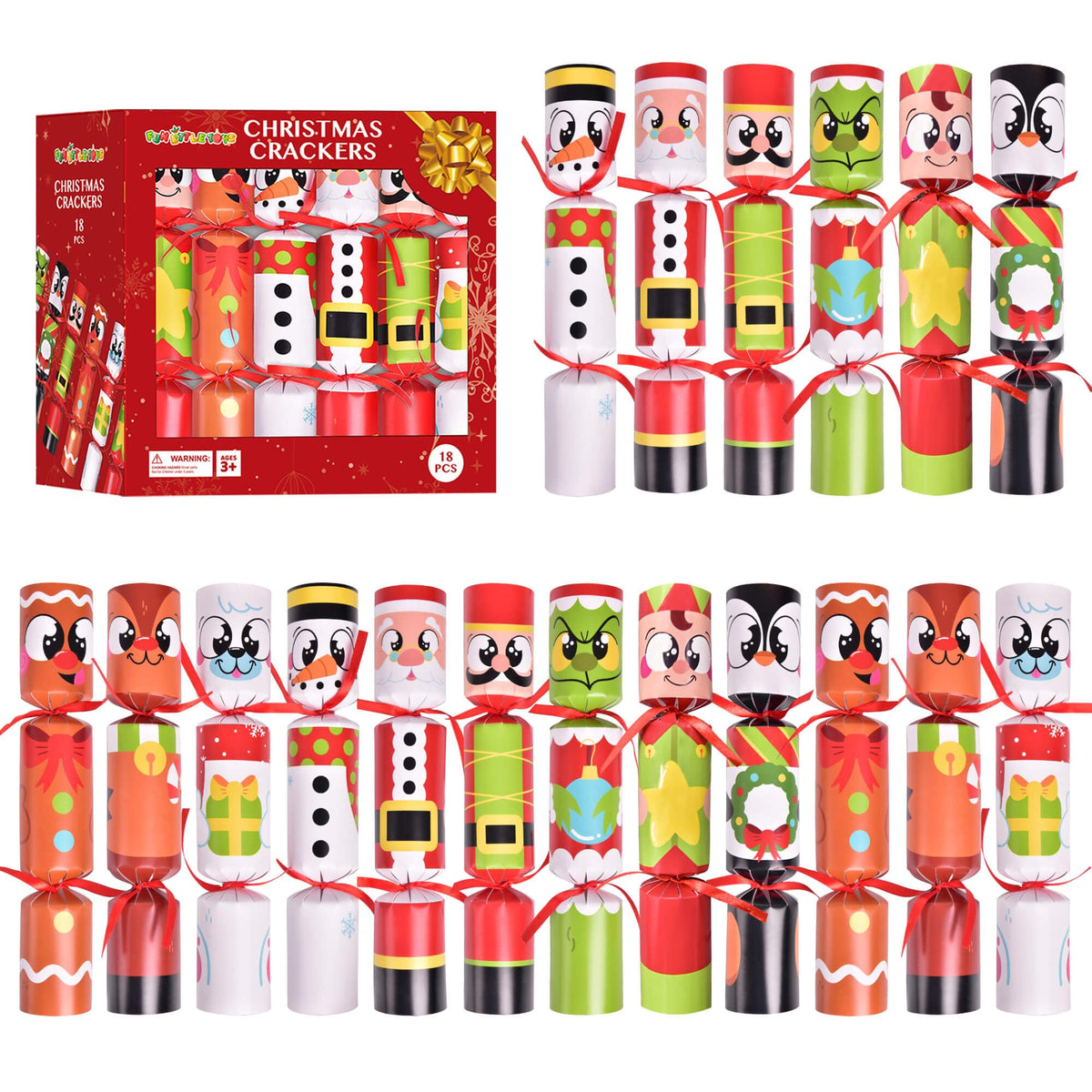 FUN LITTLE TOYS Christmas cracker with party hat, no snap design for safe festive fun.