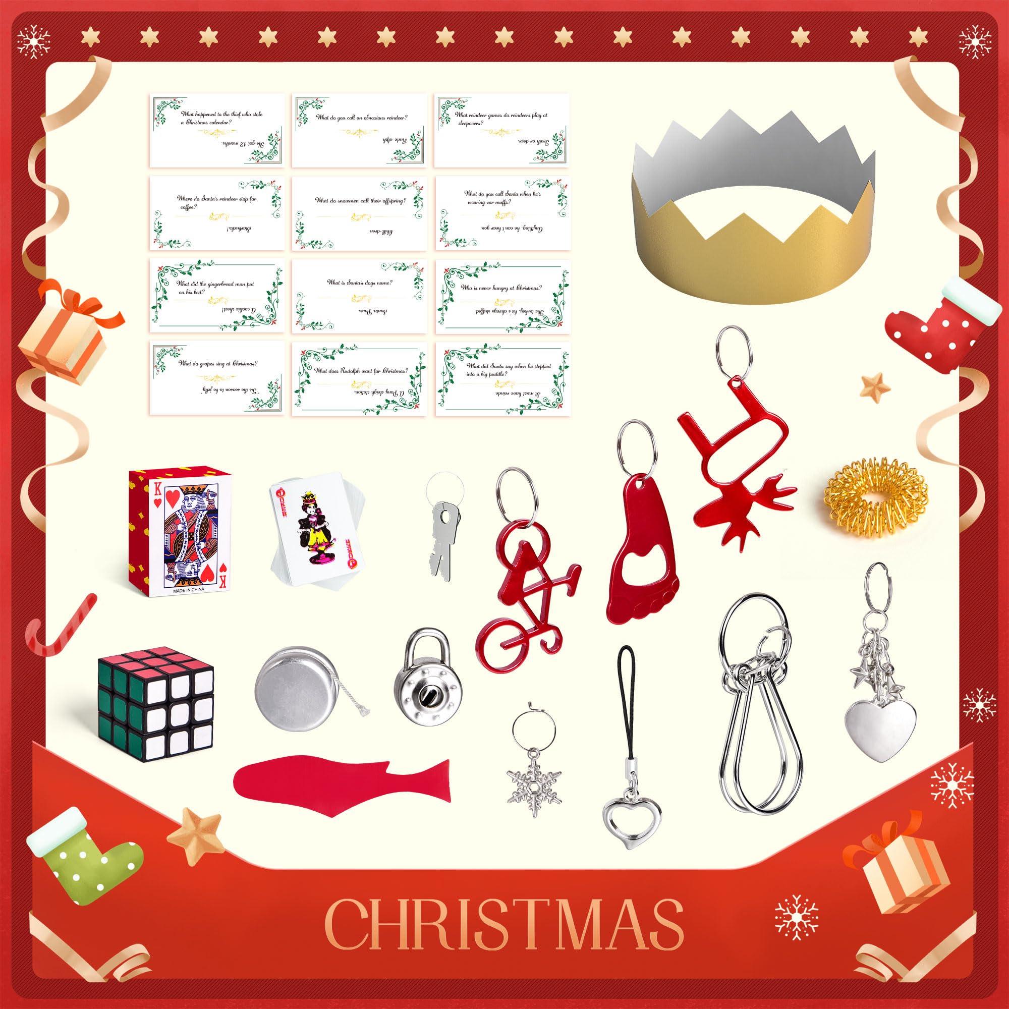 FUN LITTLE TOYS Christmas cracker with party hat for playful celebrations