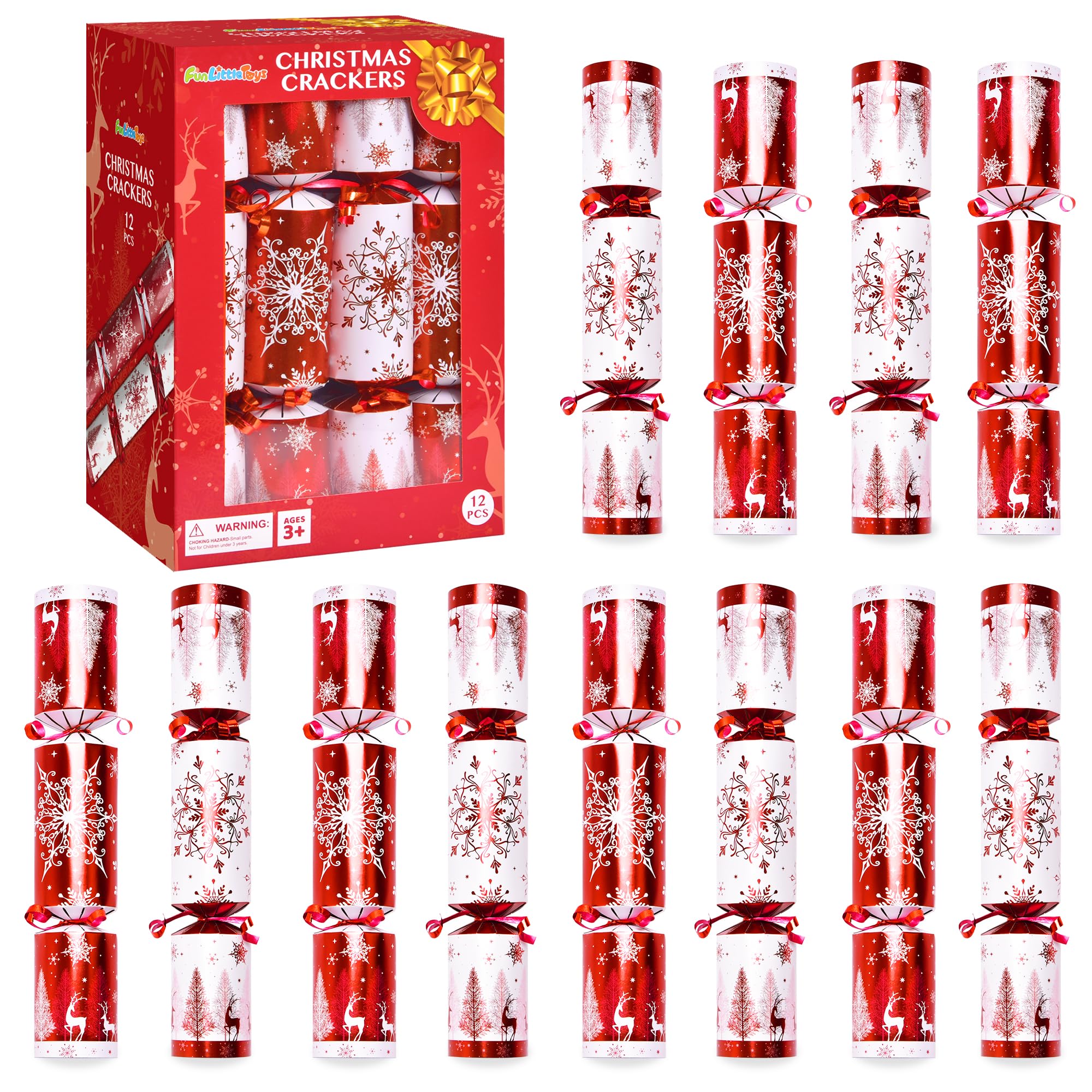 FUN LITTLE TOYS Christmas crackers 12-pack on a festive table for shared laughs