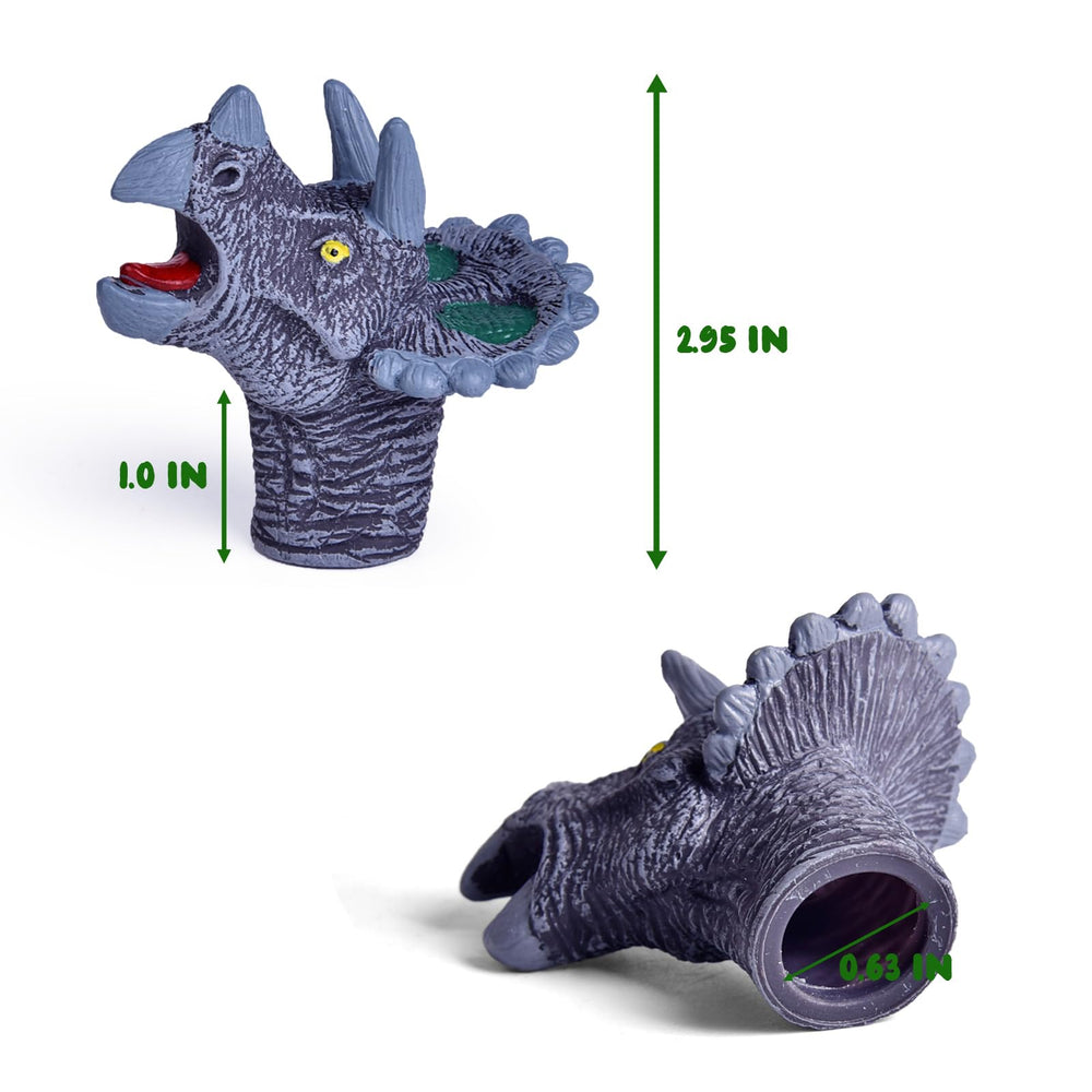 Fun Little Toys Triceratops puppet realistic texture for pretend adventures.