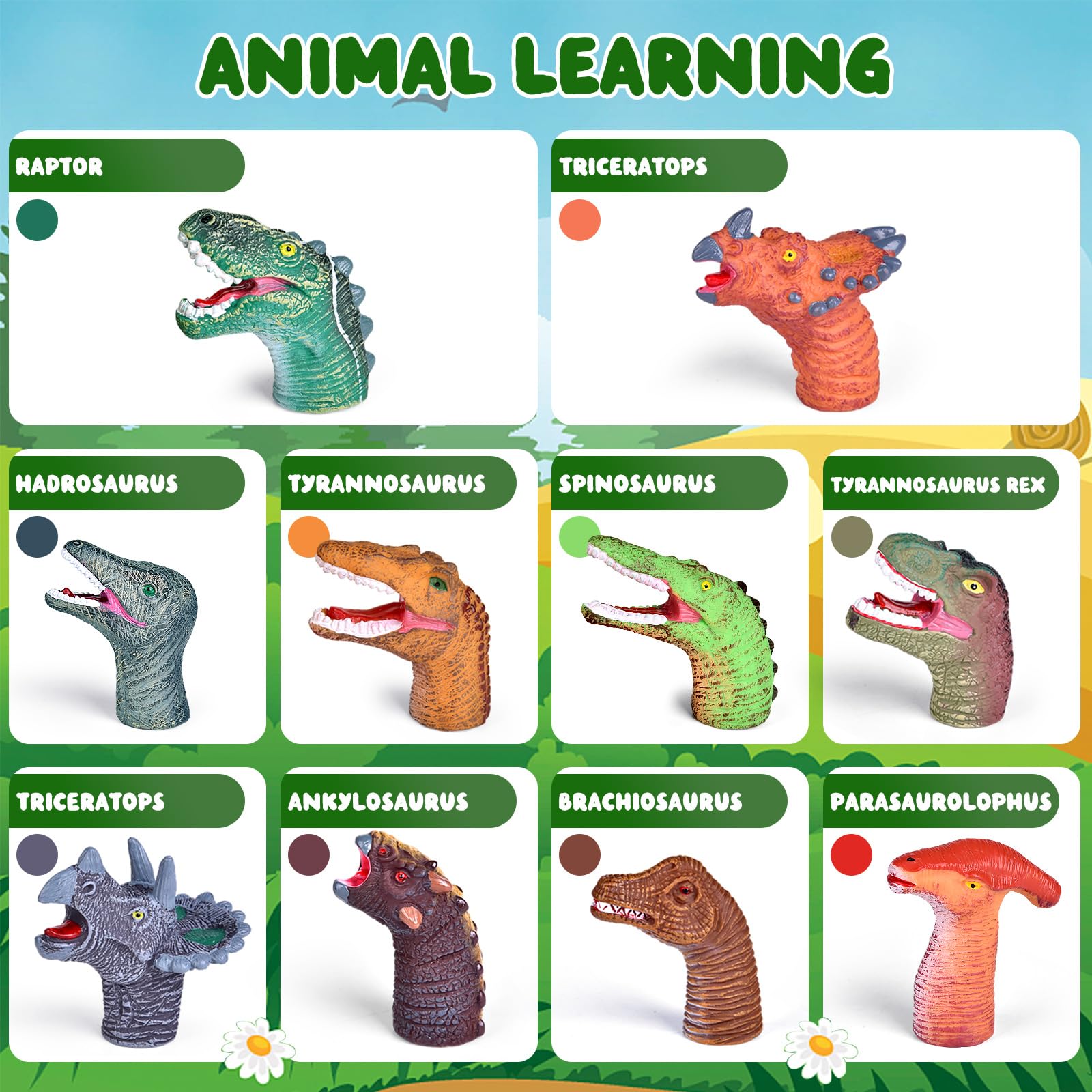 Fun Little Toys Velociraptor puppet for lively storytelling sessions.