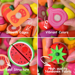 Fun Little Toys fruit and veggie pieces show vibrant colors and textures.