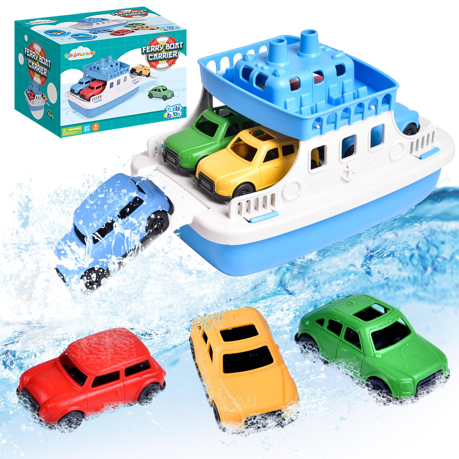 Fun Little Toys floating ferry bath toy for imaginative bath time adventures.
