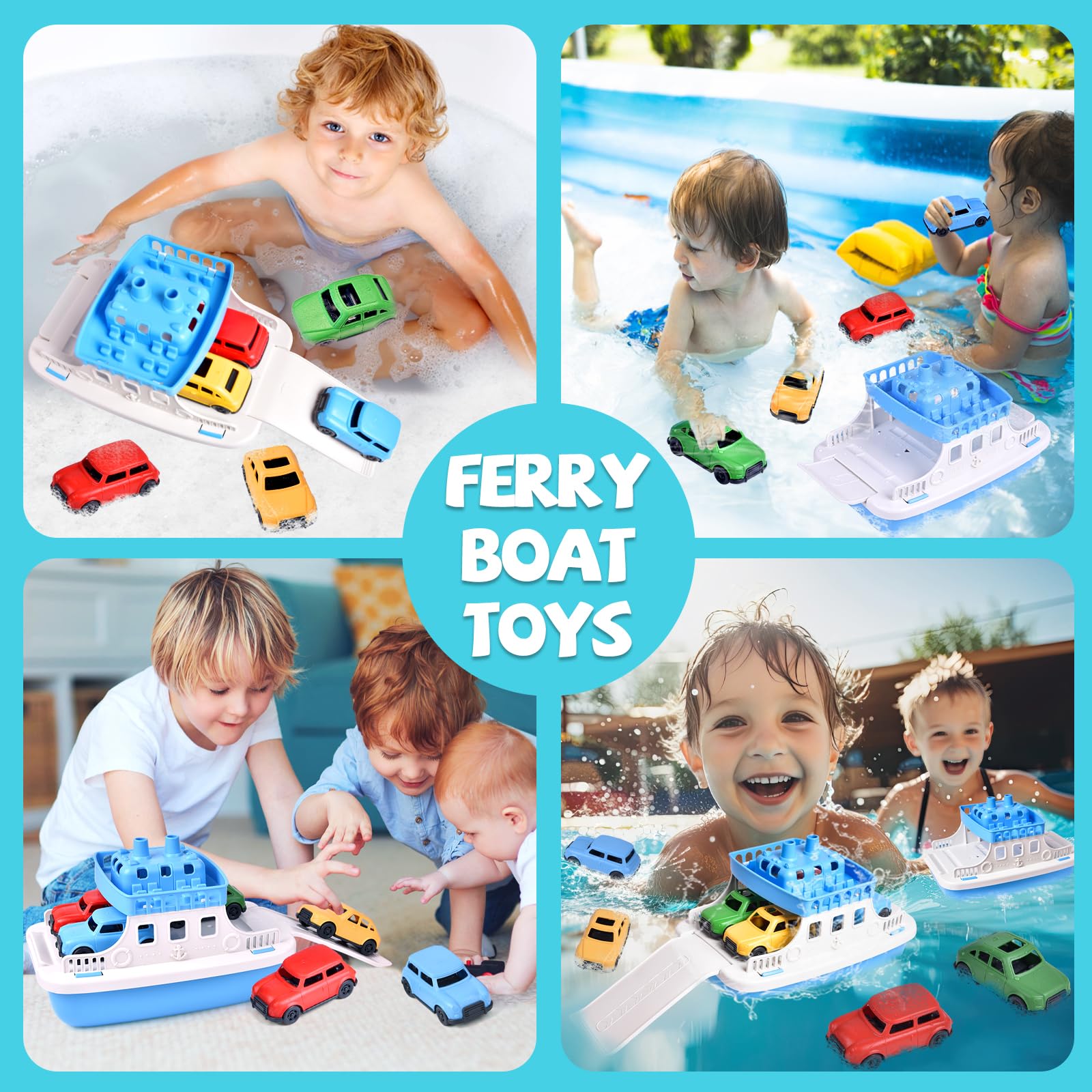 Fun Little Toys sturdy ferry and cars withstand splashy toddler use.