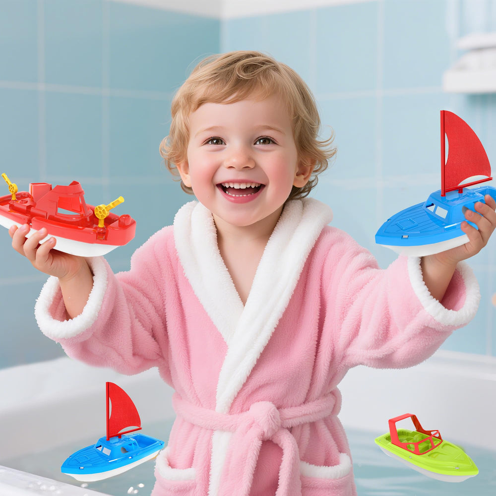 Fun Little Toys red fireboat bath toy sparks imaginative role-play by the tub