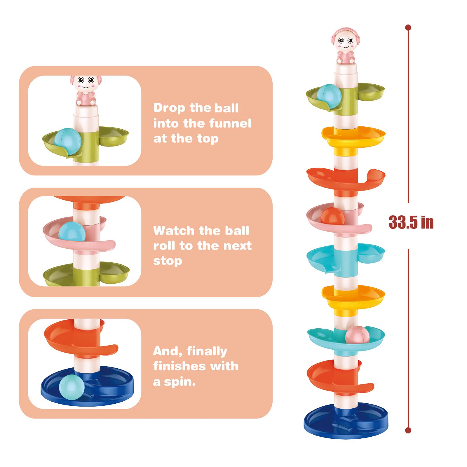 FUN LITTLE TOYS roller balls with sound beads boost sensory engagement during play.