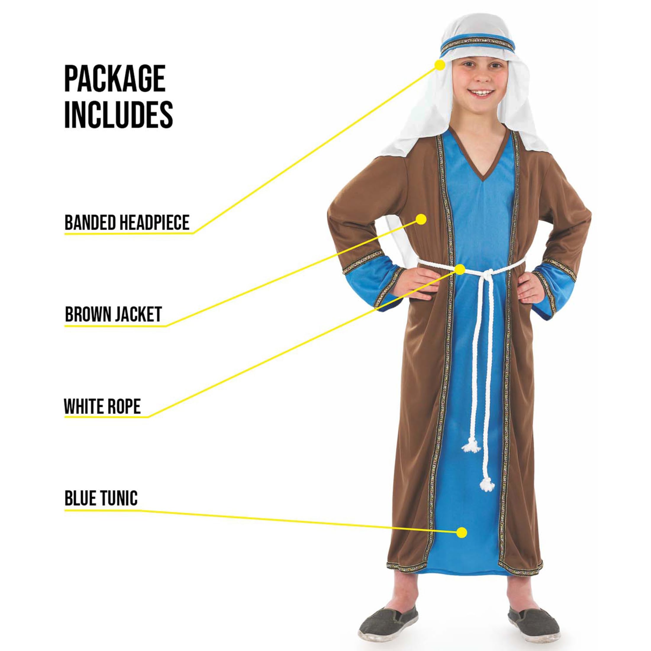 Fun Shack St Joseph brown robe kids costume, great for church plays and family events.