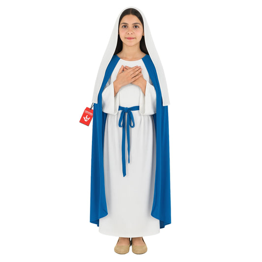 Fun Shack Virgin Mary costume: white tunic, ideal for nativity plays and memorable school performances.