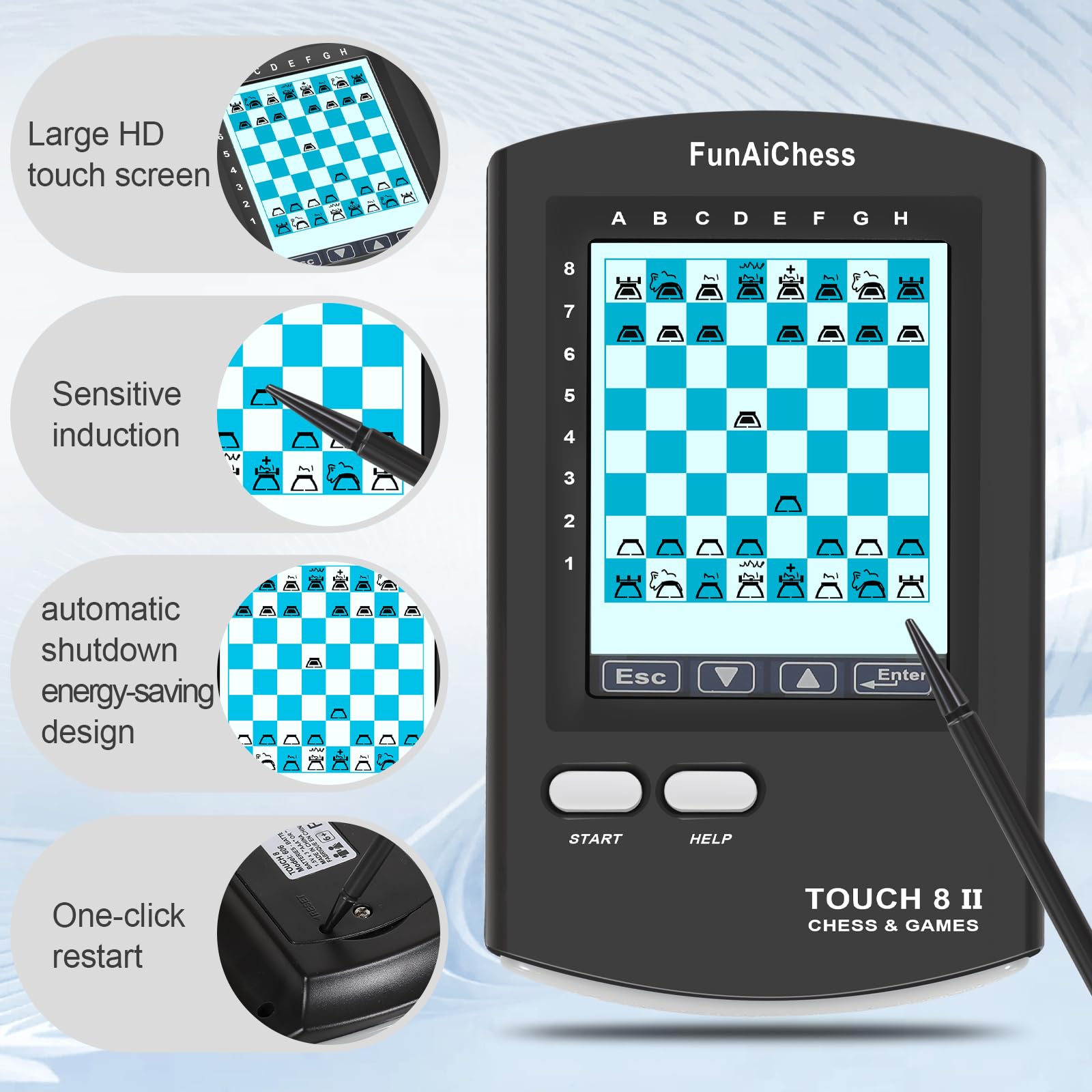 FunAiChess portable travel companion for adults and beginners.