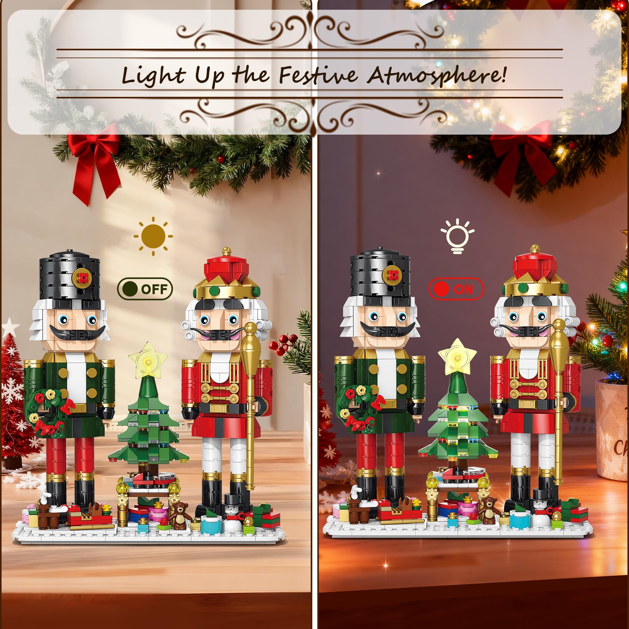 FunBuild LED Christmas tree lights rotate to create a cozy room ambience.