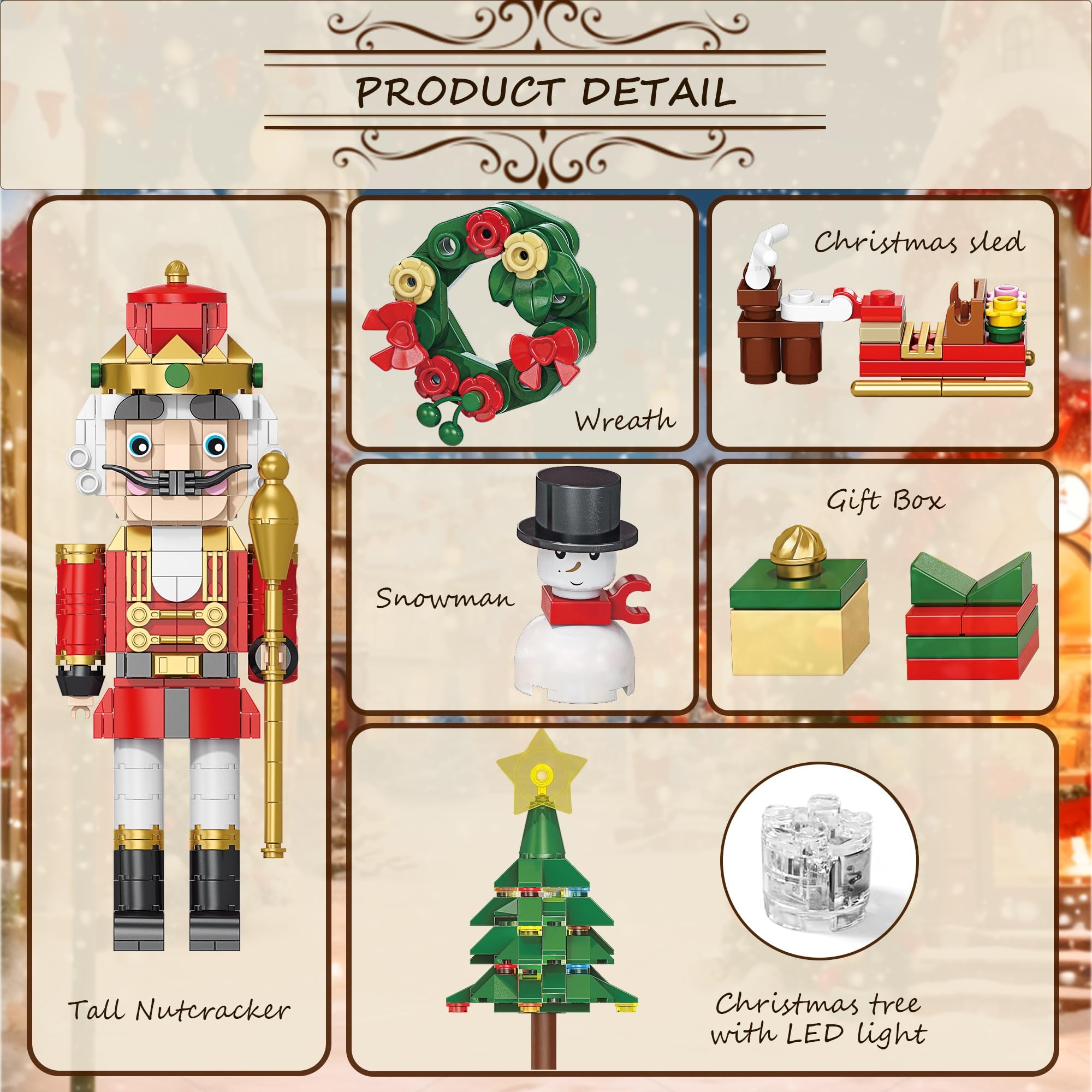 FunBuild snowman figure adds playful winter charm to shelves or tabletops.