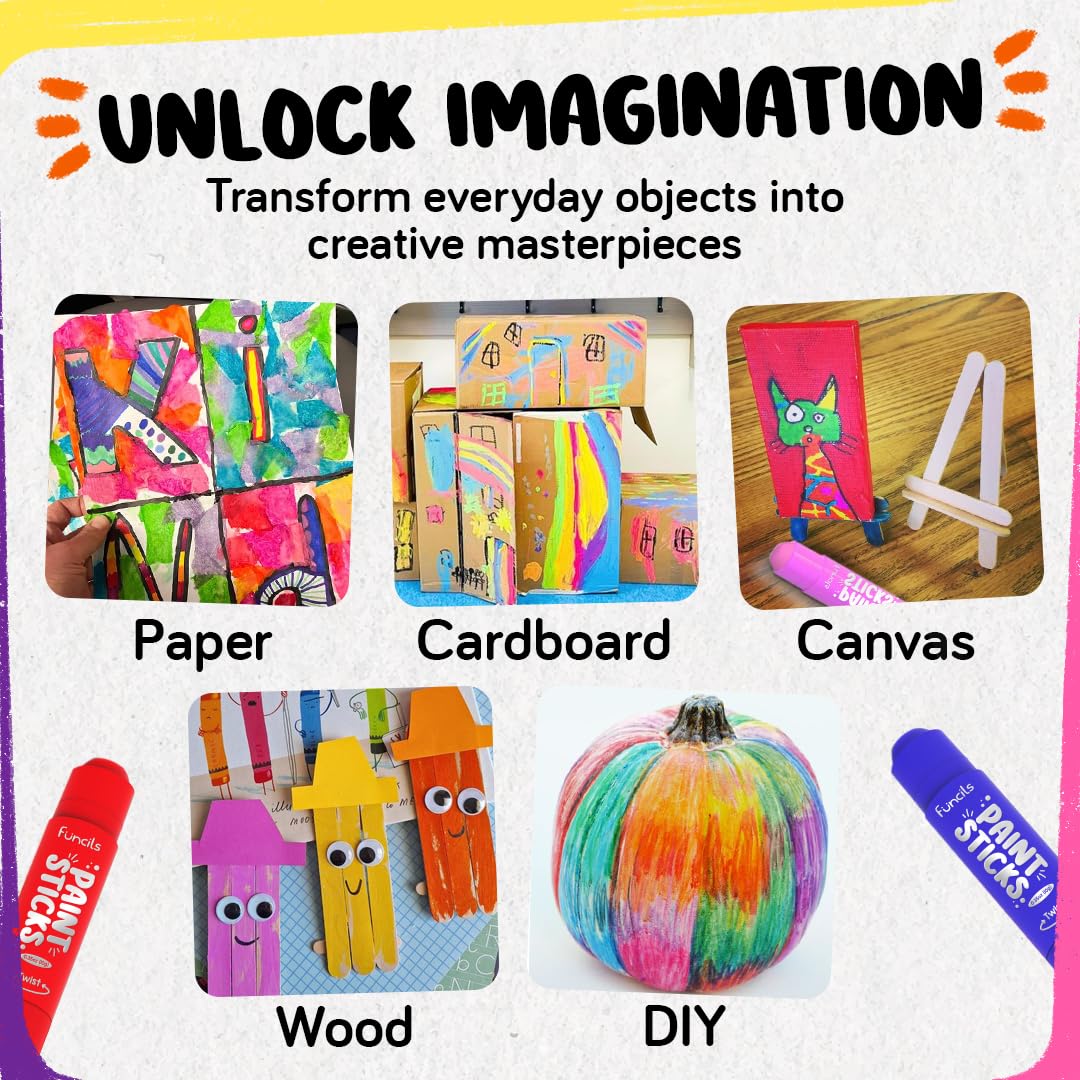 Funcils 36 washable tempera paint sticks ergonomic design aids grip.