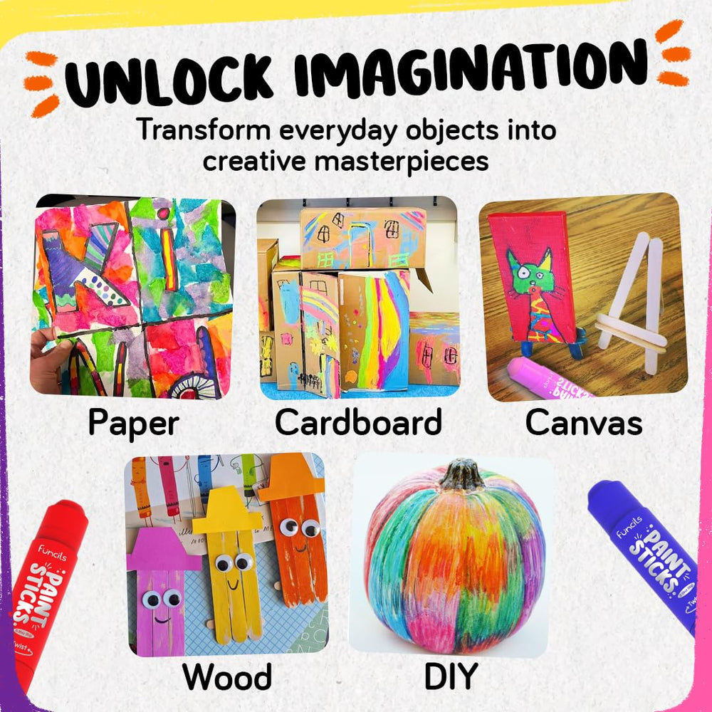 Funcils 36 washable tempera paint sticks ergonomic design aids grip.