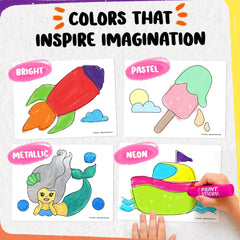 Funcils 36 washable tempera paint sticks for kids drawing on paper.