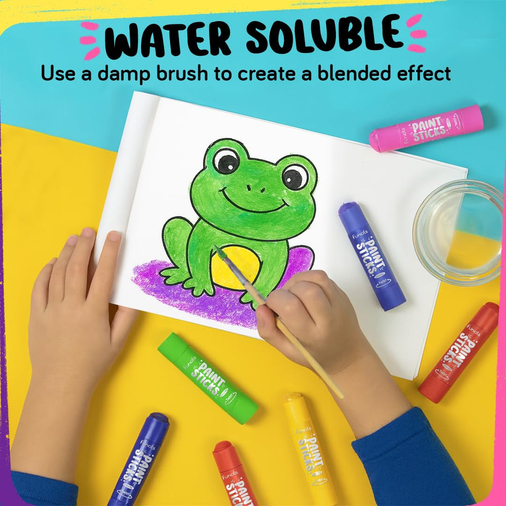 Funcils 36 washable tempera paint sticks coloring book integration.