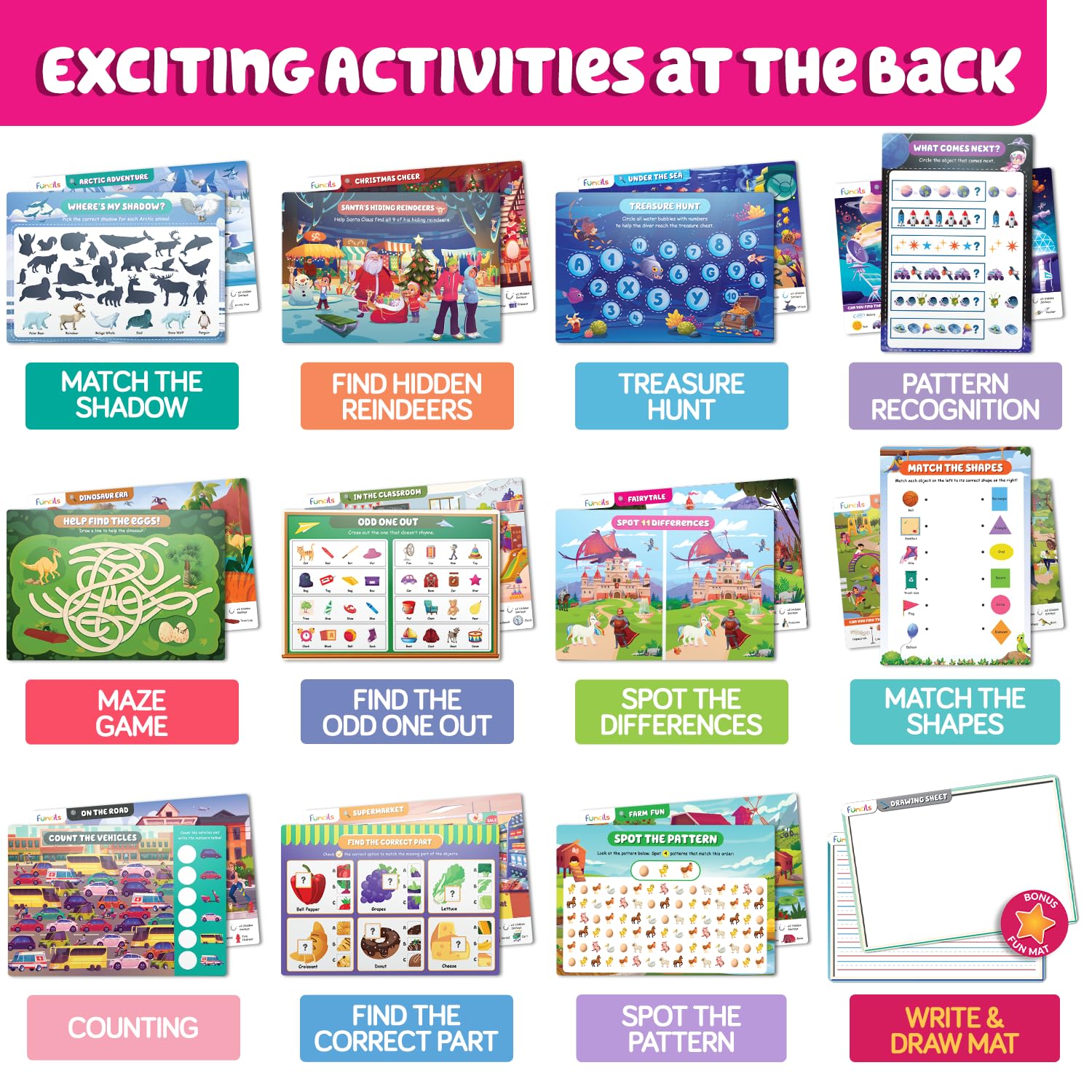 Funcils Seek and Find home or classroom mats promote focus during quiet play