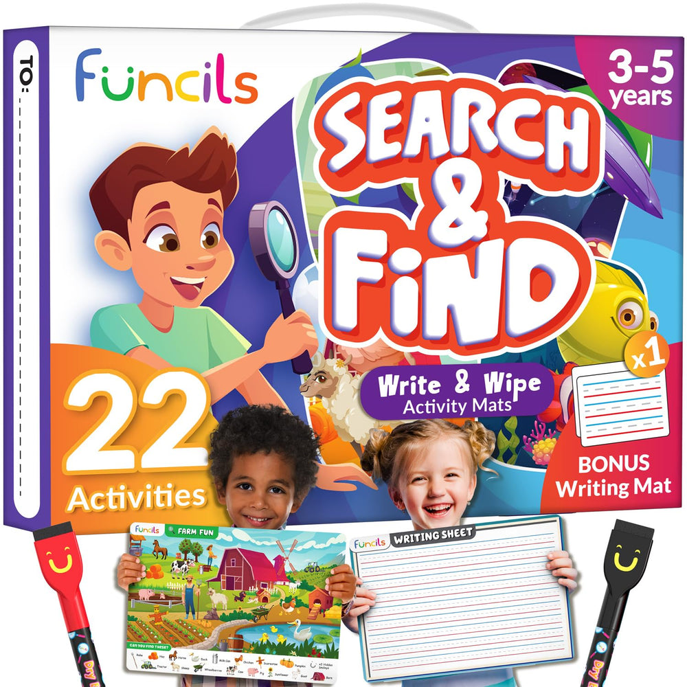 Funcils Seek and Find sea theme mats with dry-erase surface boost vocabulary