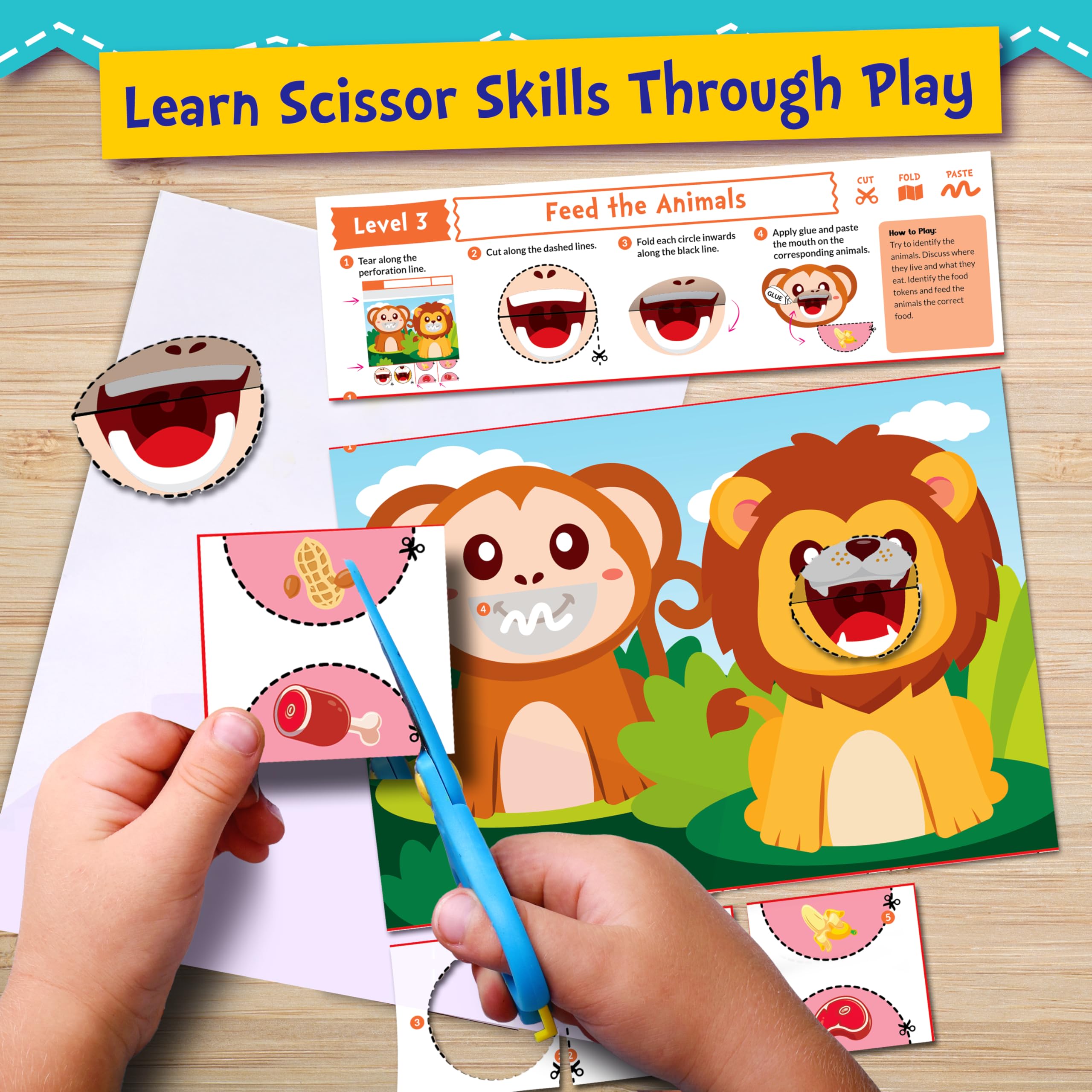 Funcils toddler safety scissors closeup emphasizing safe cutting practice