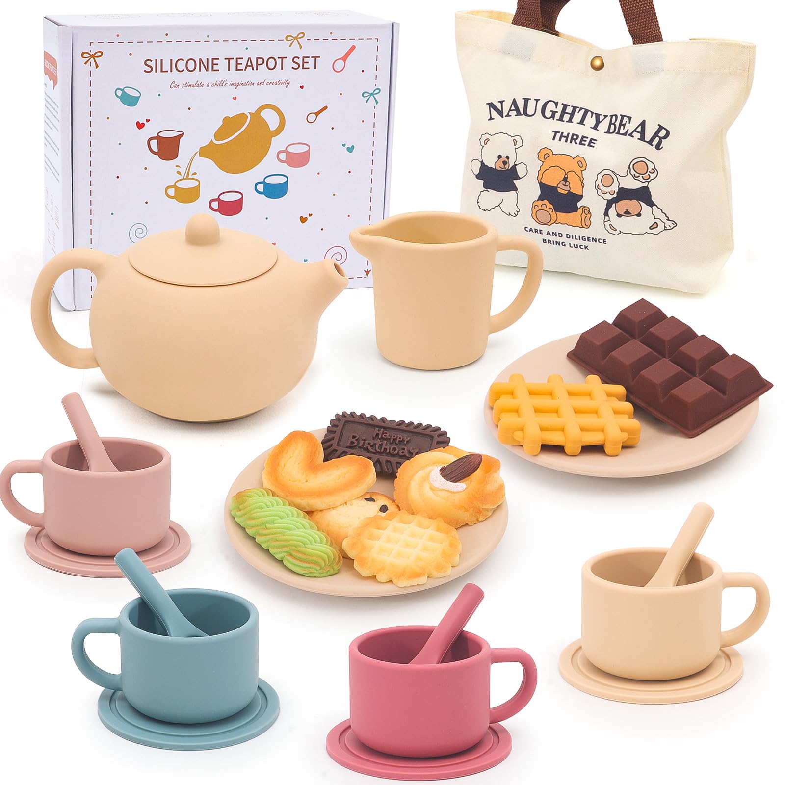 FUNCREVITY silicone teapot for kids, durable and safe for imaginative tea parties