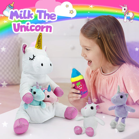 FUNCREVITY unicorn babies with mommy for imaginative play and storytelling.
