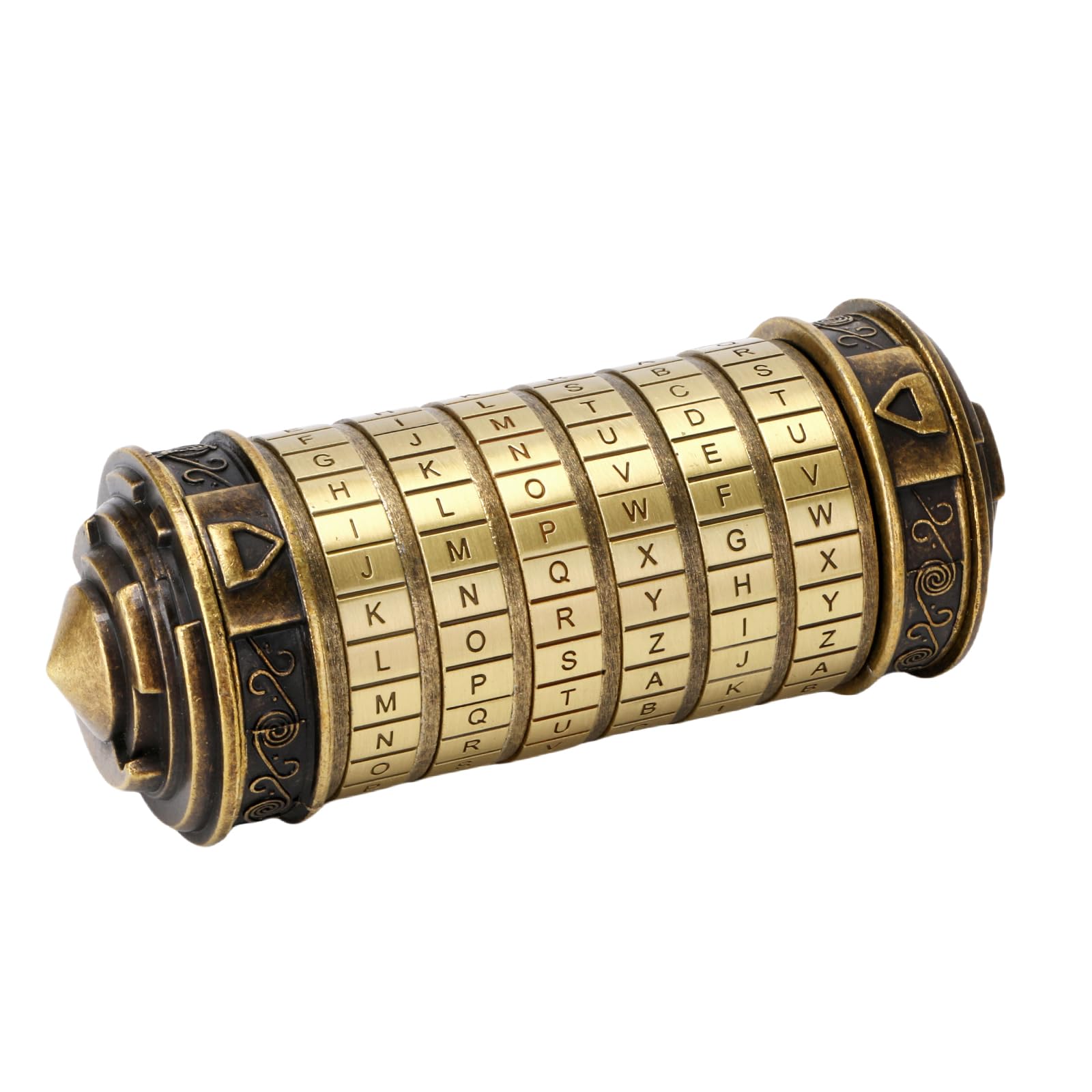 FUNDASTIC Cryptex Da Vinci Box front view with brass finish for gifting
