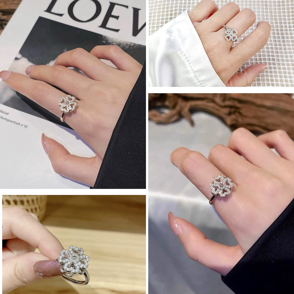 FUNEIA cubic zirconia ring adds sparkle and smooth spinning.