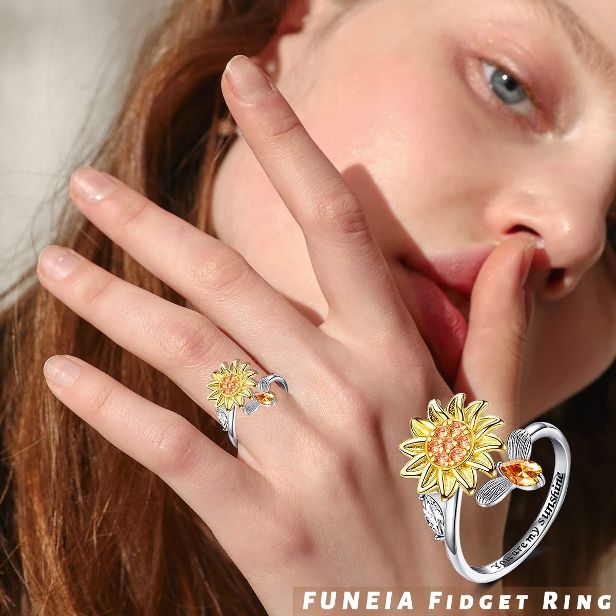 FUNEIA flower bee ring for subtle distraction at work.