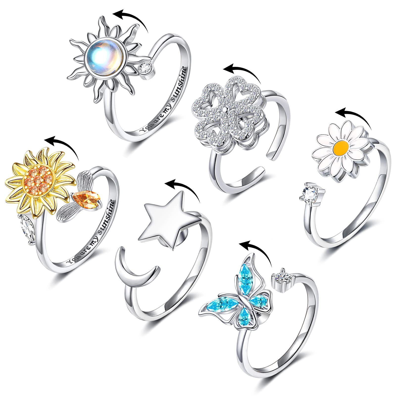 FUNEIA sun design fidget ring for discreet focus during daily tasks.