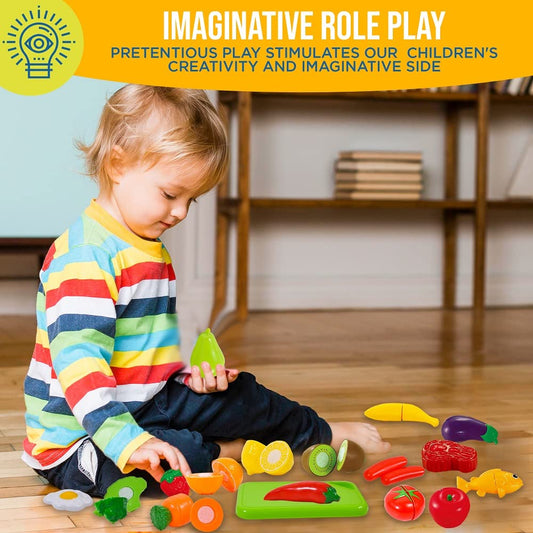 FUNERICA cuttable play food banana front view for colorful motor play.