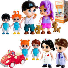 FUNERICA dollhouse family figures with car for imaginative play