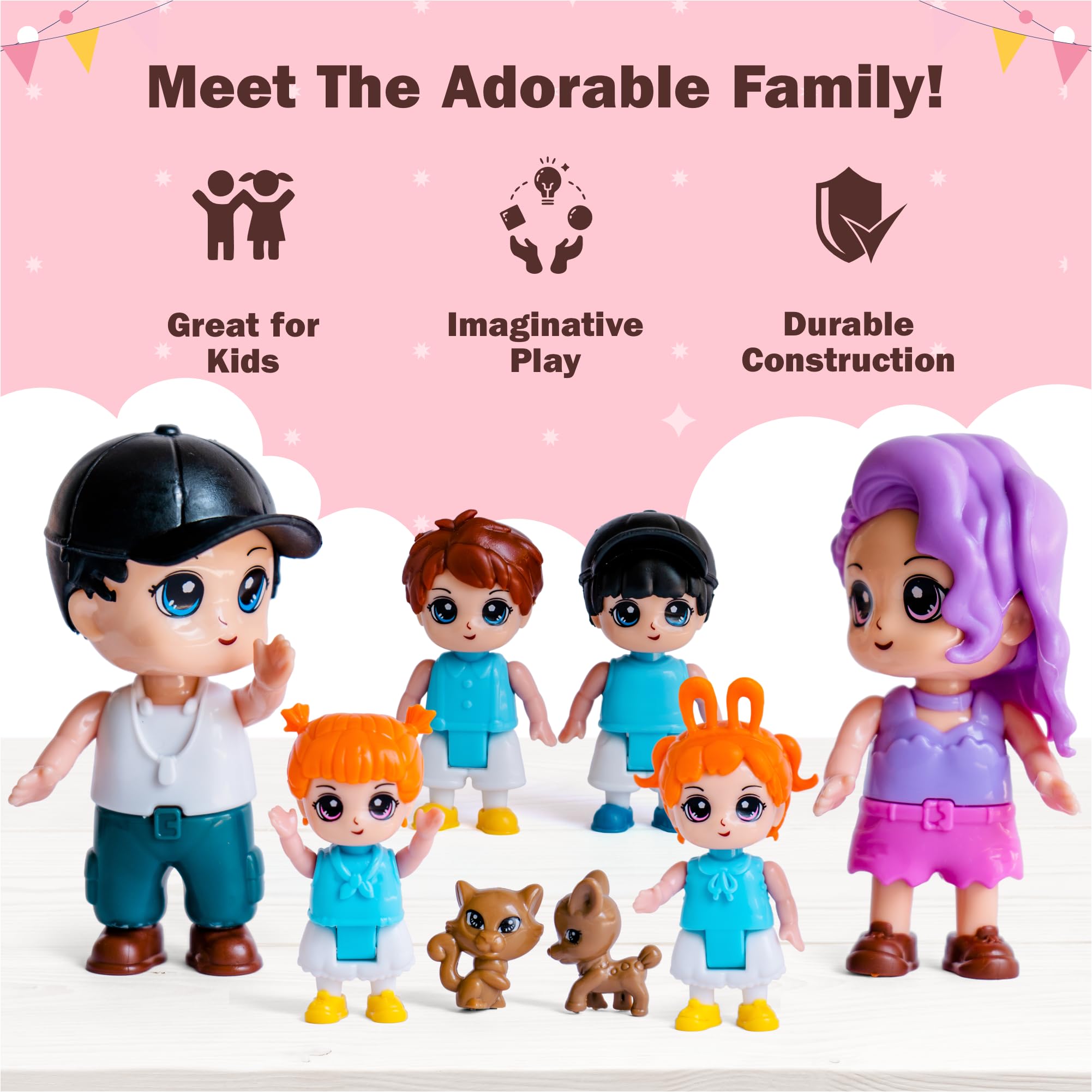 FUNERICA dollhouse-kids figures with movable limbs enable dynamic pretend play.