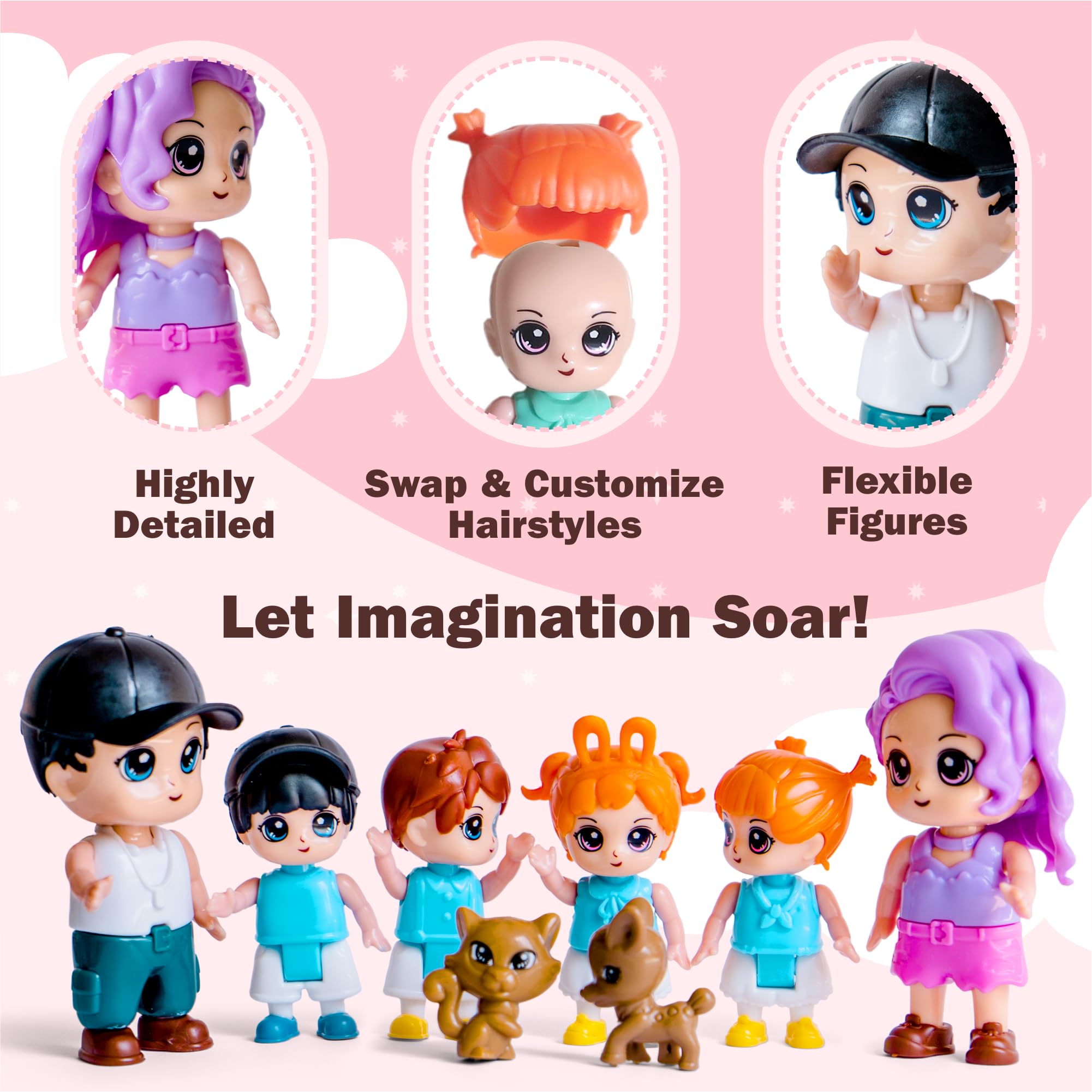 FUNERICA dollhouse-poses enable kids to recreate family moments and adventures.