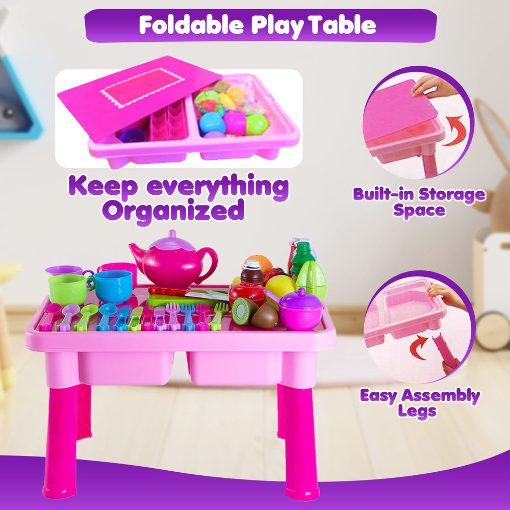 FUNERICA foldable table assembly for easy setup after playtime