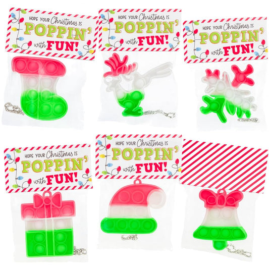 Funeta Christmas Pop It pack with festive designs for classroom prizes and stocking stuffers.