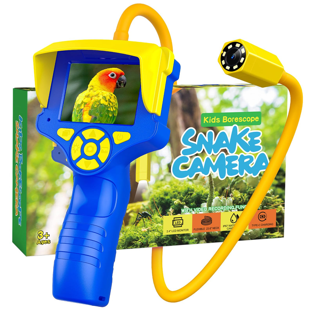 FunforFun borescope camera with light and 32GB storage for quick photo capture