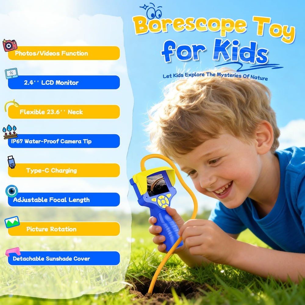 FunforFun borescope with rotatable screen for easy viewing from any angle