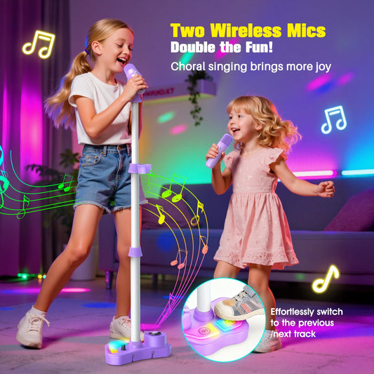 Two wireless microphones for FunforFun karaoke duets and lively performances.